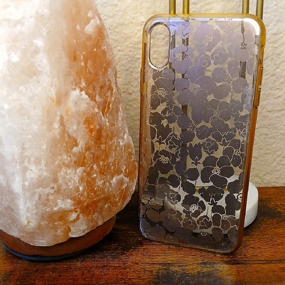KATE SPADE- I PHONE XS MAX Phone Case ROSE GOLD METTALIC FLORAL - Picture 1 of 5